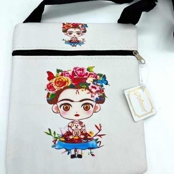 Princess accessories Handbags - NWT PRINCESS Accessories Frida Kahlo white shoulder or crossbody bag